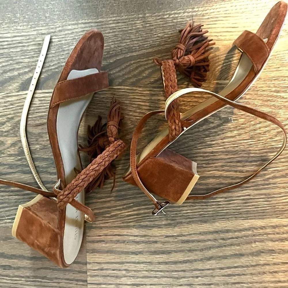 Stuart Weitzman Fringe Heels camel/tan